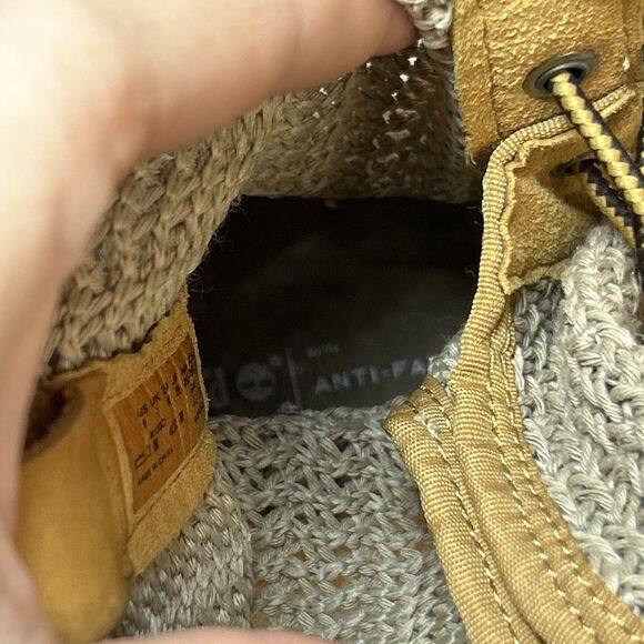 Timberland Shoes Open Weave Wheat/Brown Leather Combat Boots Womens Size 9 - Picture 7 of 7